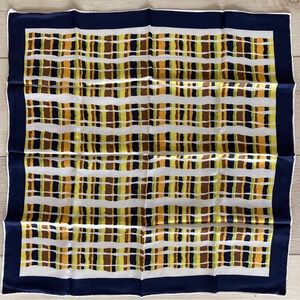 Chic Plaid Silk Scarf - Yellow and Navy